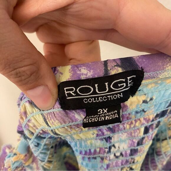 Rouge Plus size off shoulder boho blue purple Floral lace baby doll blouse 3XL - Picture 12 of 12